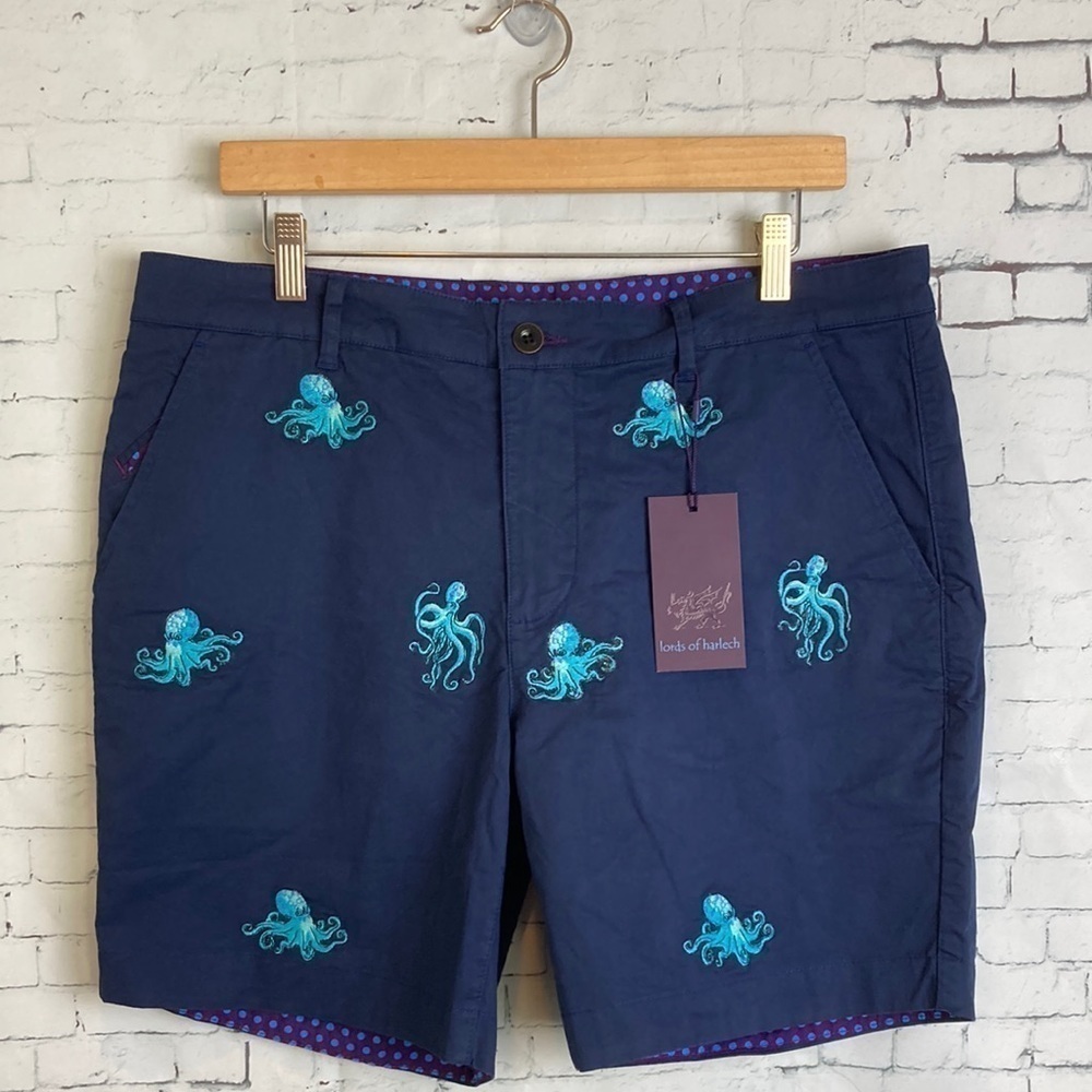 Lords Of Harlech NWT Edward Lux Blue Shorts 34 Academia Golf Tennis Prep Preppy - Picture 2 of 16